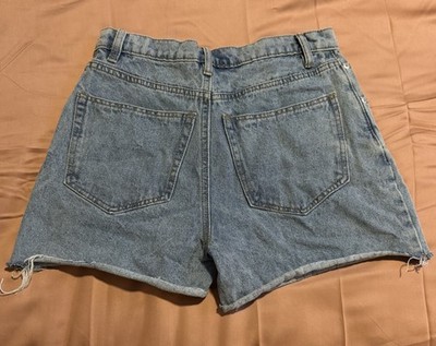 Emory Park High Rise Cut Off Denim Shorts Blue 100% Cotton Size S