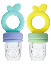PandaEar 2 Pack Silicone Baby Fresh Fruit Feeder with 3 Different Size Silicone