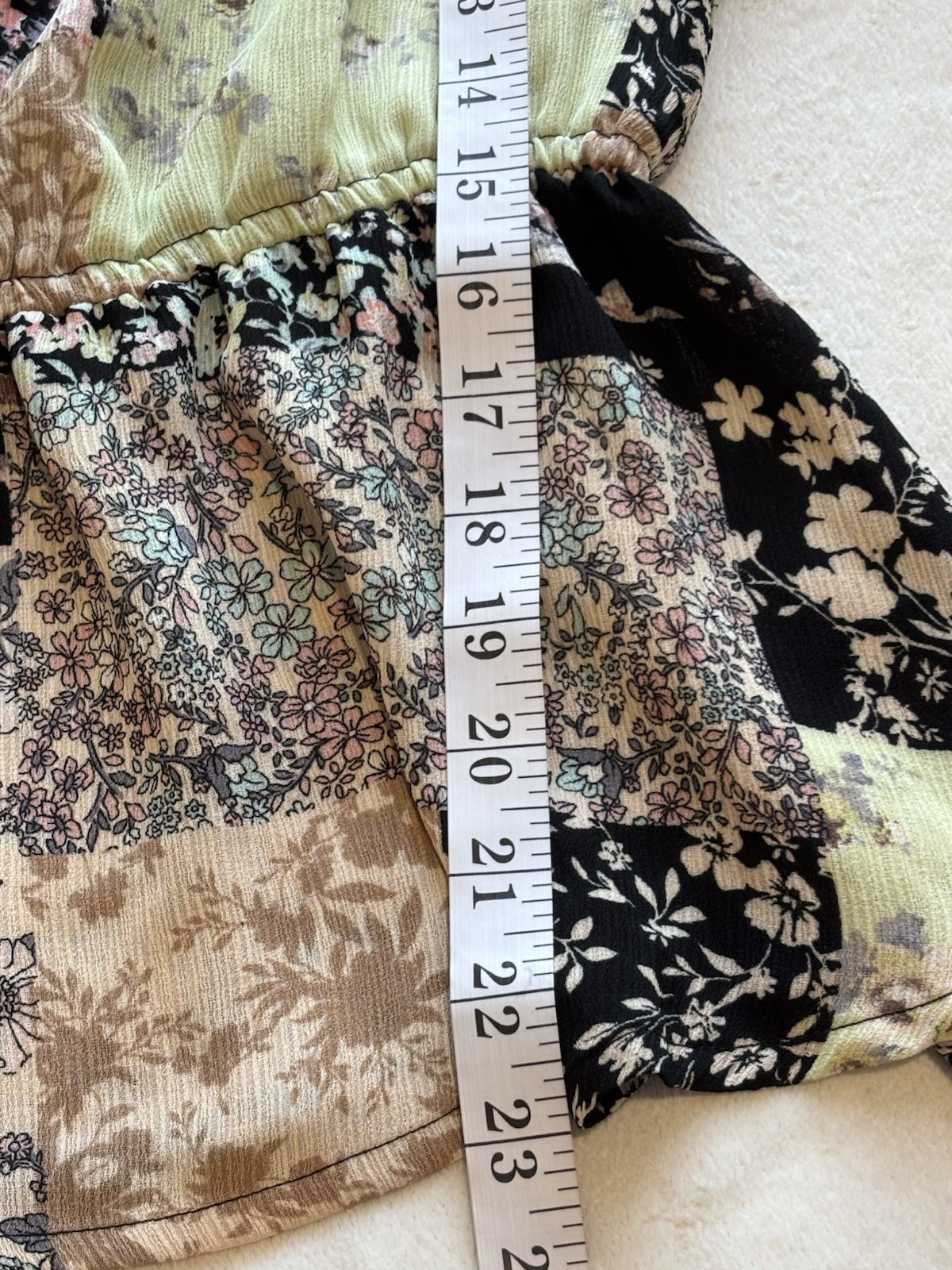 Eclair Womens Blouse Top M Patchwork Print Short … - image 10