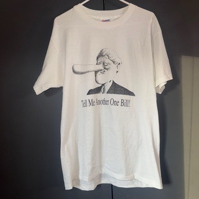 Vintage 90s Bill Clinton Parody Tell Me Another One  Cheating T-shirt Size Large