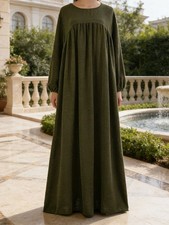 Muslim Women Long Sleeve Abaya Maxi Dress Dubai Kaftan Ramadan Eid Robe Islamic