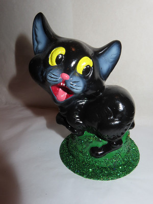 Schaller German Papier Mache Halloween Black Cat Figurine Decoration