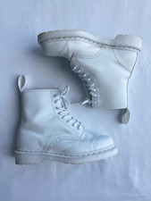 Dr Martens 1460 Pascal Mono White Leather Combat Boots Women’s SZ 8