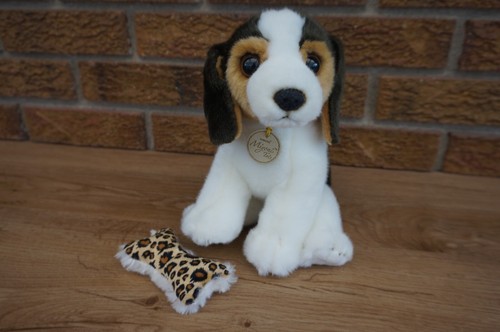 PLUSH Aurora MIYONI Tots 8" 8.5" Beagle Puppy Dog Sitting Doll Small Bone Toy