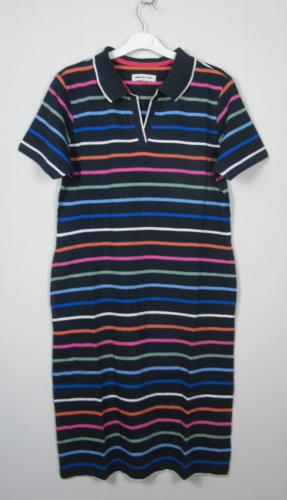 Brakeburn Womens Navy striped Melody Polo Dress Size 8 - 18 - Picture 1 of 3