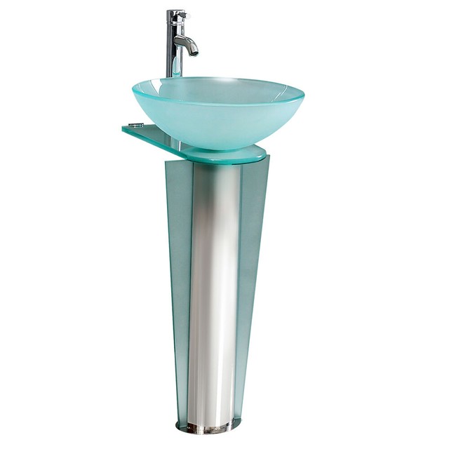 Fresca Cmb1053 V Vitale 16 1 2 Glass Pedestal Bathroom Sink With Single Faucet