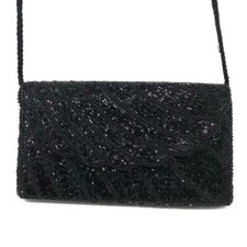 NORDSTROM Vintage Black Scalloped Beaded Clutch Crossbody Purse Art Deco