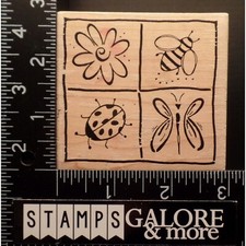 Great Impressions Rubber Stamps G05 GARDEN COLLAGE FLOWER BEE BUTTERFLY 2172