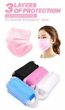 50/100 PCS Face Mask Disposable Non Medical Surgical 3-Ply Earloop Mouth Cover