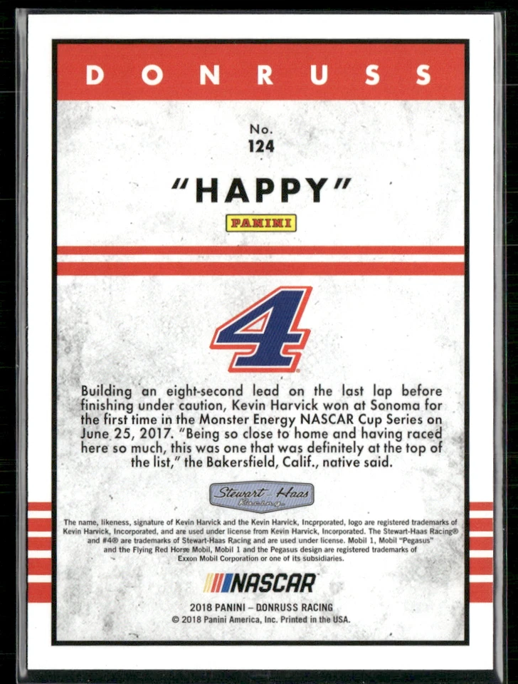 Kevin Harvick 2018 Donruss Gold Happy Variation 127/499 #124 - Image 2 of 2