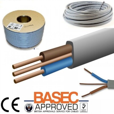 DOPPEL- UND ERDQUALITÄT ELEKTRISCHES KABEL DRAHT 6242Y GRAU BASEC VERSCHIEDENE LÄNGEN UK