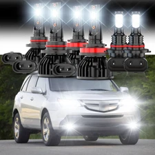 For Acura MDX 2004 to 2006 Combo LED Headlight Hi/Lo+Fog Light Bulb Kit 6500K 6X