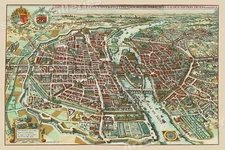 1615 Map of Paris France Historic Old Map - 16x24