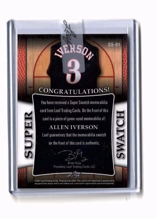 2017 LEAF BEST OF BASKETBALL ALLEN IVERSON SWATCH (10/15) #SS-01 - Image 2 of 2
