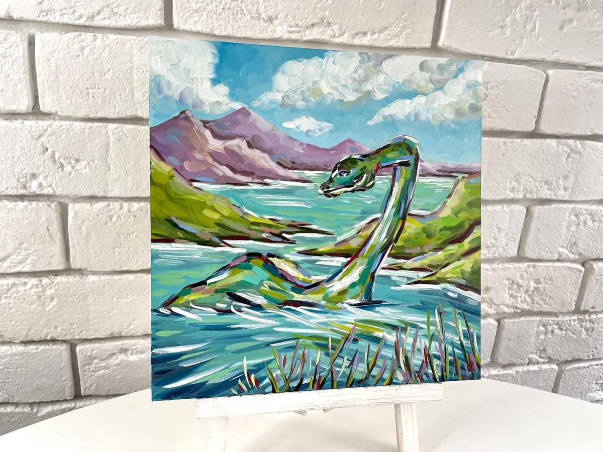 Loch Ness Original Oil Painting Scotland Artwork Nessie Monster