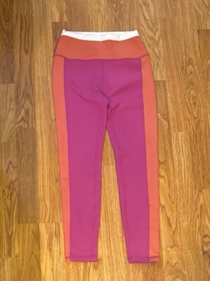 Wilo The Label Leggings Women s Pink Orange Ribbed Colorblock Athleisure Size S