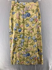 Vintage Intriguing Threads Skirt Womens 12 Usa Made Yellow Blue Floral