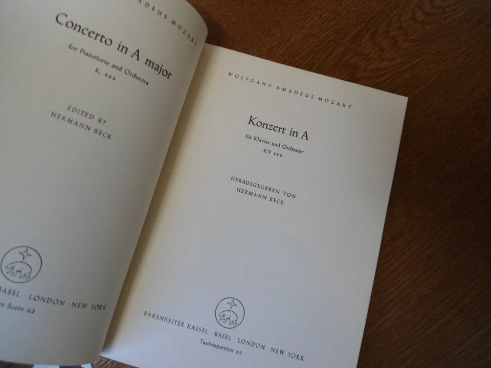 MOZART Concert in A major for Piano & Orchestra kv 488 / Barenreiter Score - Image 4 of 4