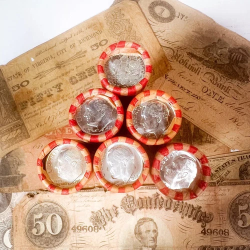 1909-1958 Wheat Cent Roll w/ BU Silver Roosevelt Dime UNSEARCHED