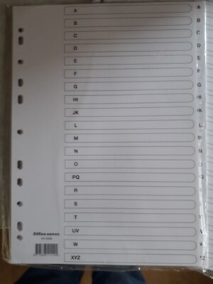 3 SÄTZE A-Z INDIZES WEISSE Registerkarten & Trennwände (A4) BRANDNEU 