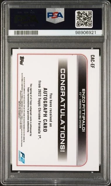 2022 Topps Chrome F1 Enzo Fittipaldi AUTO #CACEF PSA 10 - Image 2 of 2