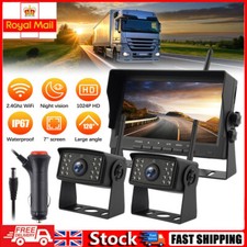 2x Digital Wireless Backup Camera 7" Monitor Rear View DVR For Caravan RV 12-24V