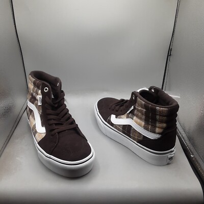 Vans Women's Filmore High Platform 6M Plaid Mix Brown White D379
