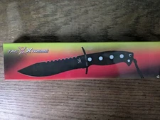 Tac Xtreme 12" Black SS Blade Black Rubber Handle w/ Sheath & Lanyard TX-4669BLK