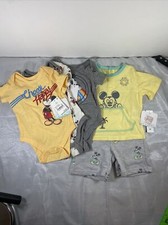 Disney Baby 0-3M One Piece 3 Pk 3/6 M Mickey Mouse Shorts Outfit NWT