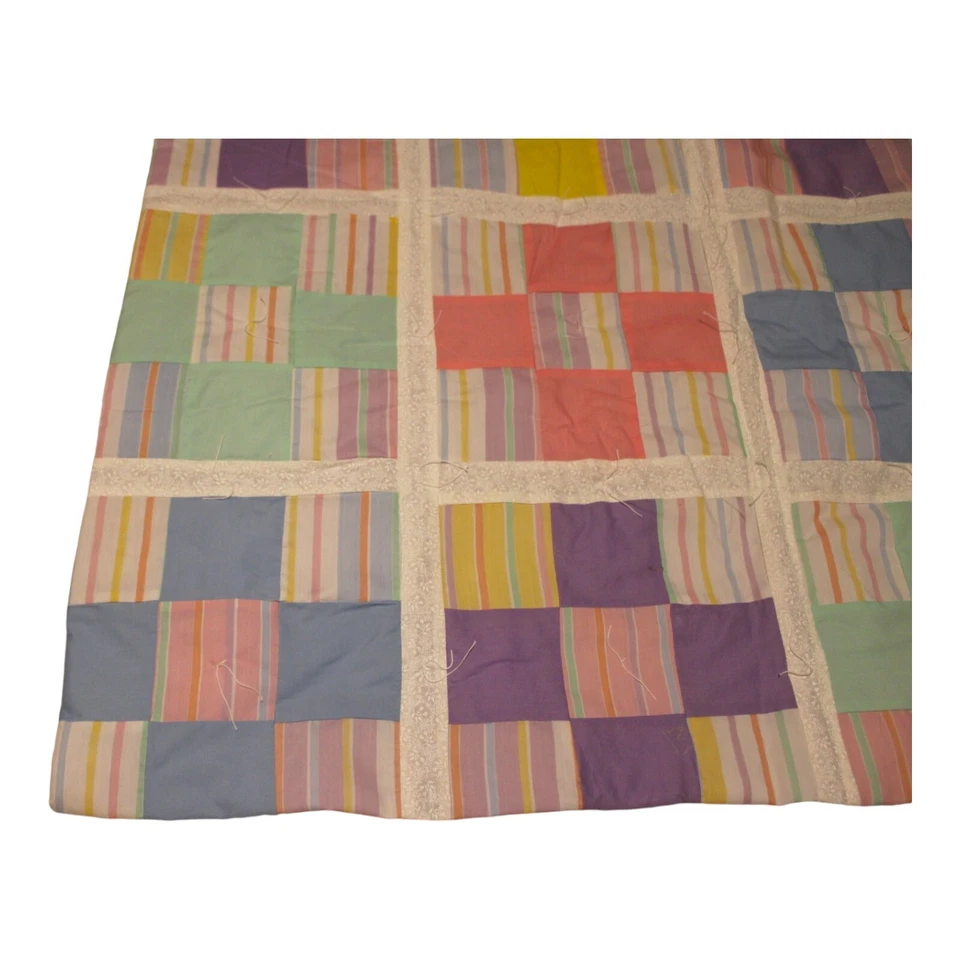 Edredón para bebé hecho a mano 53”x41” manta para cuna con respaldo de franela para niños o niñas NUEVO Foto 2 de 4