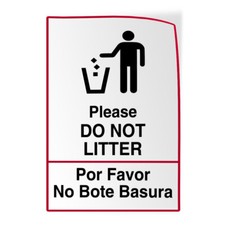 Vertical Vinyl Stickers Please Do Not Litter Por Favor No Bote Basura B Facility