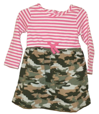 New Baby Girls 3-6 Months Healthtex Dress Camo and Pink Stripes
