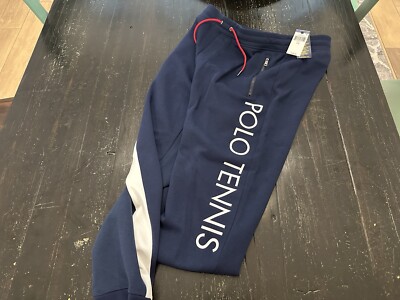 NWT Polo Ralph Lauren Tennis US Open Track Pants Jogger Double Knit L Rare Vtg