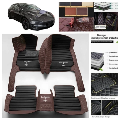 For Tesla Model 3 2017-2025 Car Floor Mats All Weather Foot Carpets Leather Rugs - Picture 7 of 35