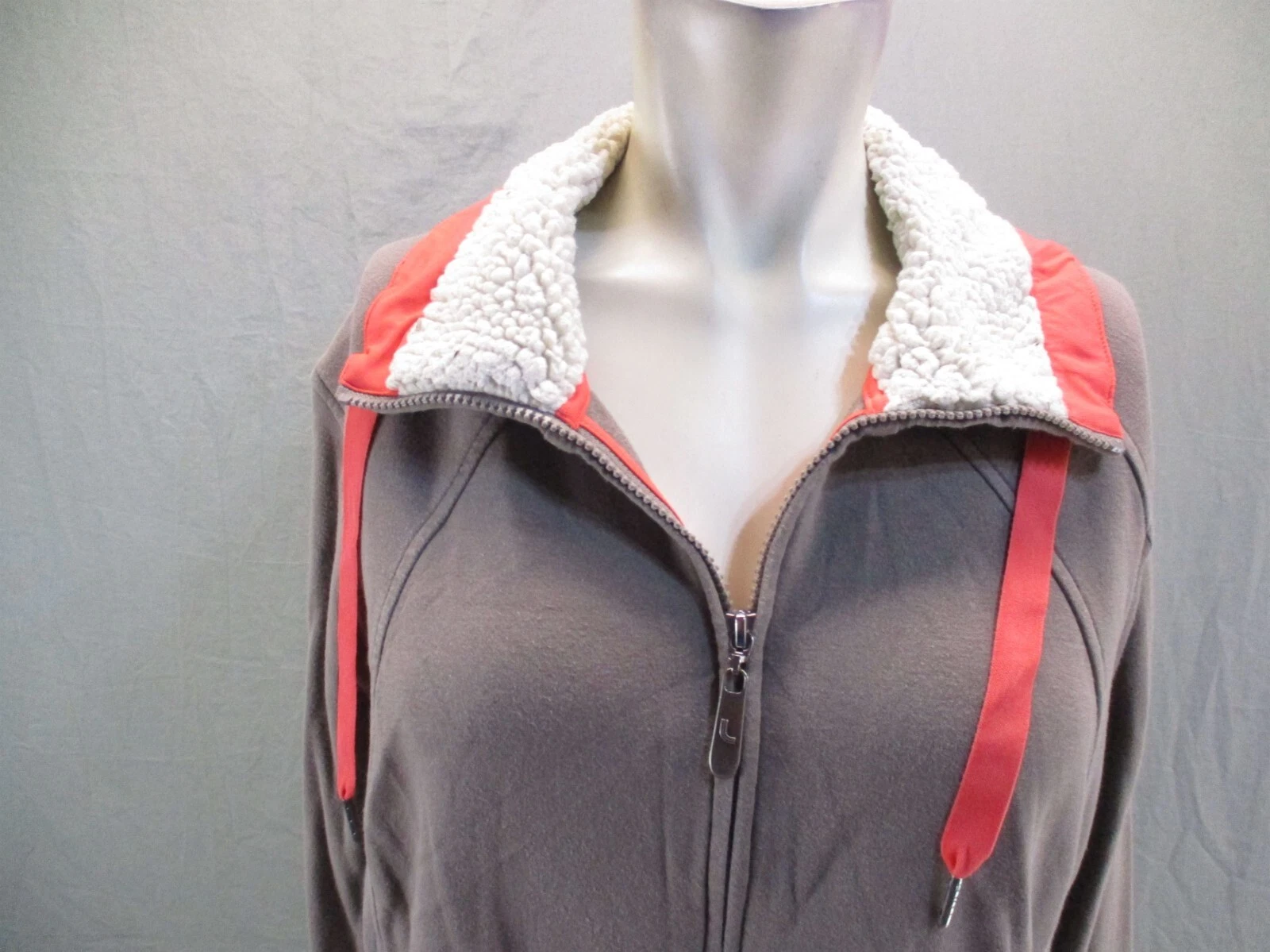 lole cotton blend full zip drawstring pocket athletic jacket