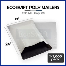 1-1000 19 x 24 "EcoSwift" Poly Mailers Envelopes Plastic Shipping Bags 2.35 MIL