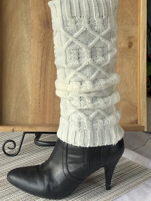 Women Cable Knit Leg Warmer Wear Over Boot Warm Slouch Sock
