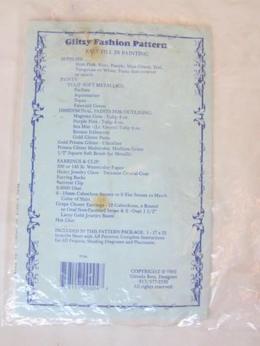 NEU 1992 Tootie Fruitie Glitzernde Trauben Bügelbild Muster Anleitung TF-04 - Bild 2 von 2