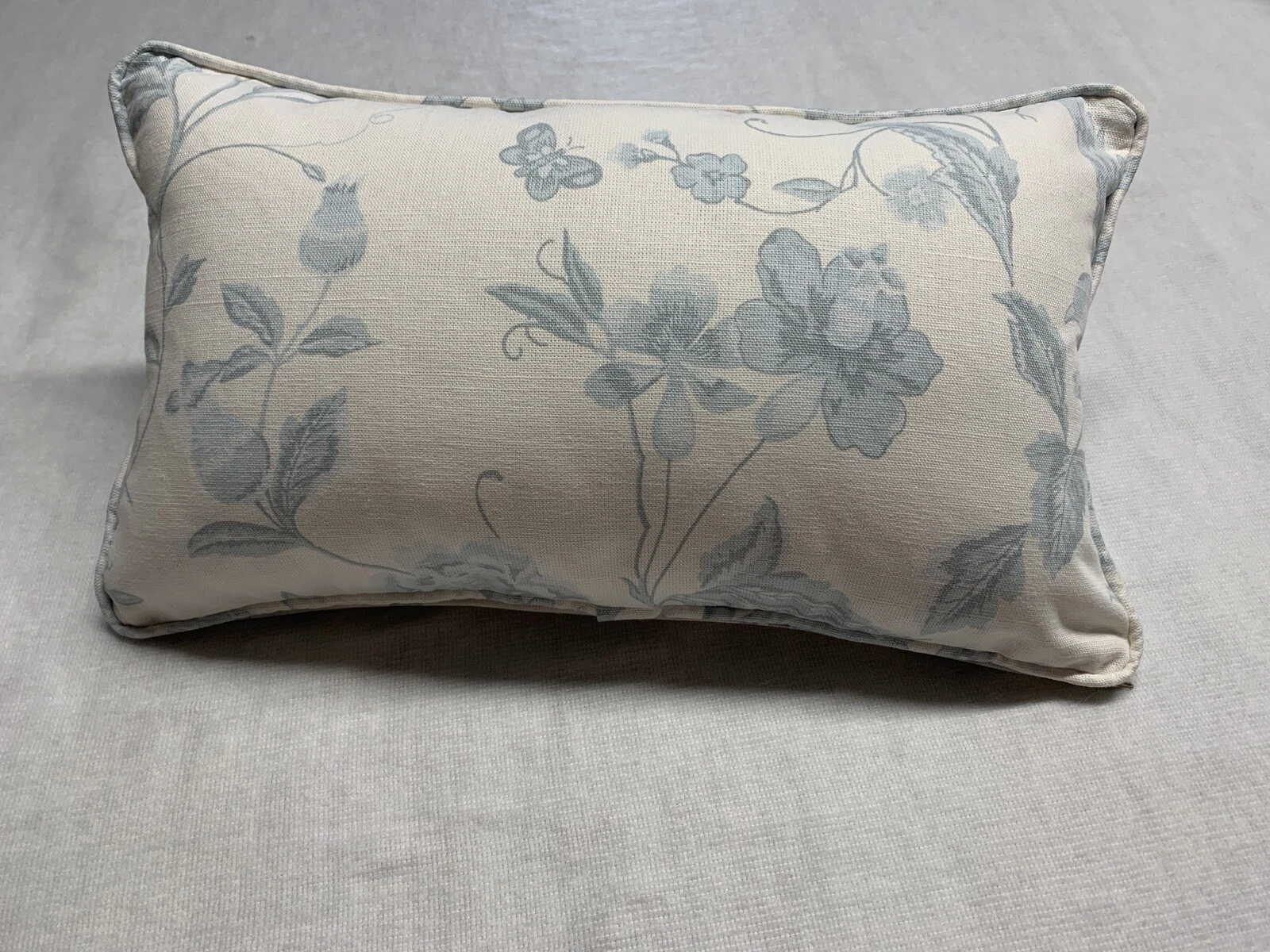 Laura Ashley Summer Palace Duck Egg Oblong Cushion, Piped, Zipped Inc Pad.