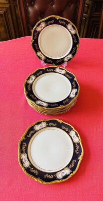 reichenbach echt kobalt cobalt blue china 10 dinner plates hand