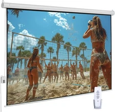 100" Motorized Projector Screen, Electric 4:3 Projector Screen w/ Remote Control