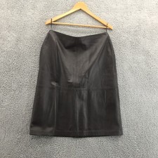 Vtg 90s Massini Womens 12 Brown Leather Skirt Fully Lined Back Zipper Waist 30  