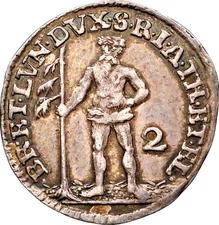 1751 German State Brunswick Luneburg Calenberg Wildman 2 Mariengroschen NGC AU53