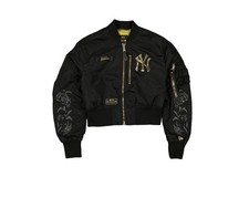 New Authentic New Yankees Black Gold Women's Cropped L-2B Bomber Jacket Medium
