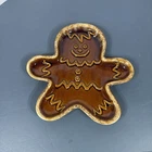 Vintage Hull Pottery Gingerbread Man Cookie Plate Dish Brown Drip 10”