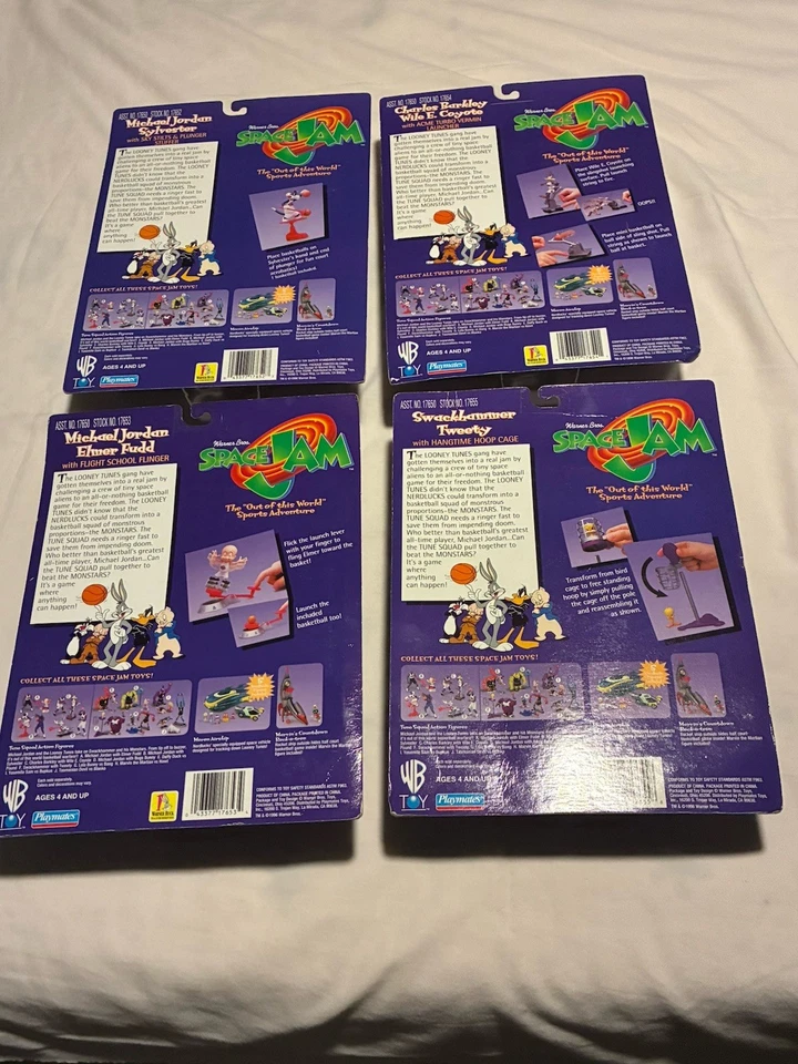 Space Jam Collectible Action Figures 90's Vintage Lot of 4 Brand New Sealed - Image 3 of 4