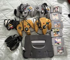 Nintendo 64 N64 Console Bundle, 4 Controllers, 6 Games, HDMI Converter, Cable