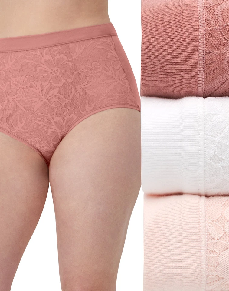 Bali Breathe Cotton Modal Lace High Rise Brief, 3-Pack Women's