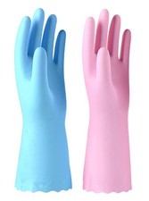 2 Pack Reusable Cleaning Gloves Latex Free, Dishwashing Gloves with Cotton
