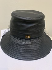 Auth Dior Teddy-D Hat Womens Black Lamb Leath...